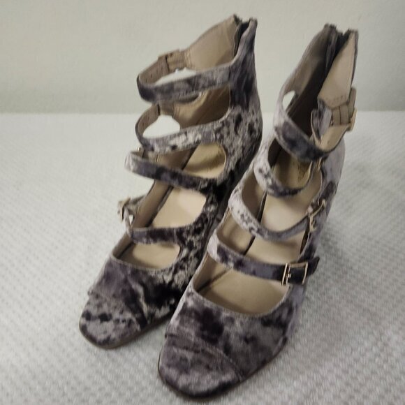 Seychelles Anthropologie Kayak Crushed Velvet Peep Toe Heels Womens Shoes Sz 7.5 - Picture 12 of 16